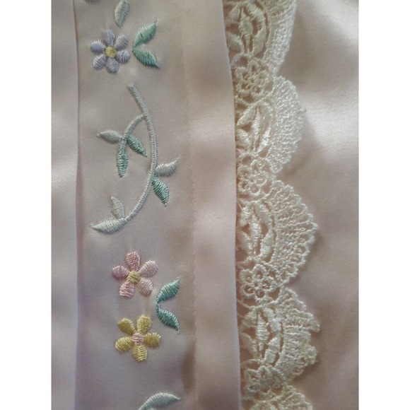 Carol Hochman Cottage Core Satin Long Button Down Embroidered Lace Pink Gown S - Picture 3 of 10